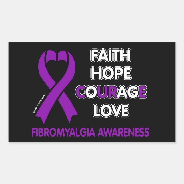 Faith Hope Courage Love...Fibro Rectangular Sticker (Front)