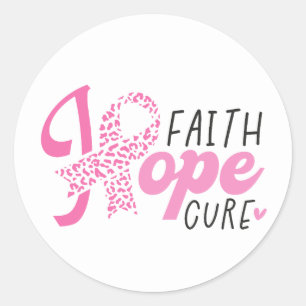 Faith Hope Cure Breast Cancer Pink Ribbon Classic Round Sticker