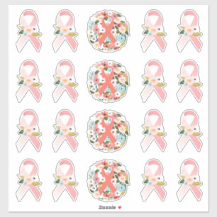 Faith Hope Cure Breast Cancer Ribbon & Florals