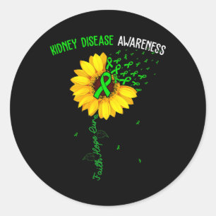 Faith Hope Cure Kidney Disease Awareness Cute Sunf Classic Round Sticker