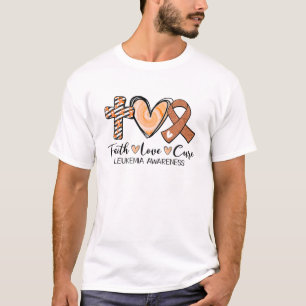 Faith Hope Cure Orange Ribbon Leukaemia Awareness T-Shirt