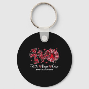 Faith Hope Cure Sunflower Leopard Blood Clot Aware Key Ring