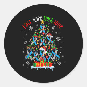 Faith Hope Fight Love Christmas Tree Diabetes Ribb Classic Round Sticker