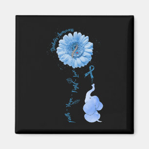 Faith Hope Fight Love Elephant Sunflower Diabetes  Magnet