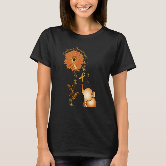 Faith Hope Fight Love Elephant Sunflower Leukaemia T-Shirt (Front)