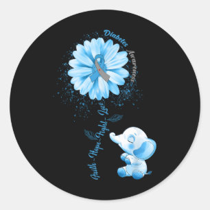 Faith Hope Fight Love Elephant Type 1 Diabetes Awa Classic Round Sticker