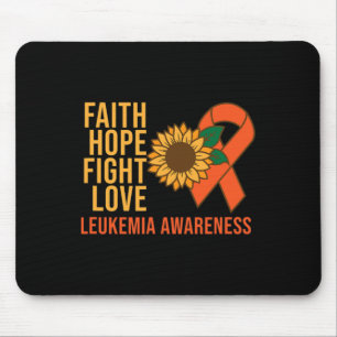 Faith Hope Fight Love Leukaemia Awareness Orange G Mouse Mat