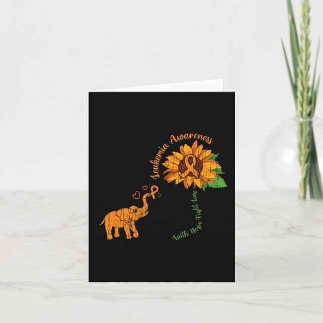 Faith Hope Fight Love Leukaemia Awareness Ribbon G Card (Front)