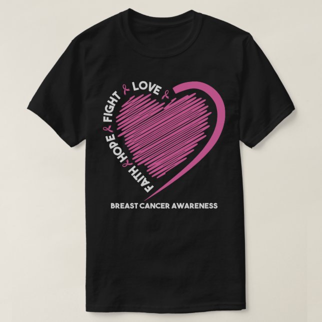 Faith Hope Fight Love Pink Heart Awareness Women T-Shirt (Design Front)