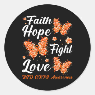 Faith Hope Fight Love Rsd Crps Awareness Butterfly Classic Round Sticker