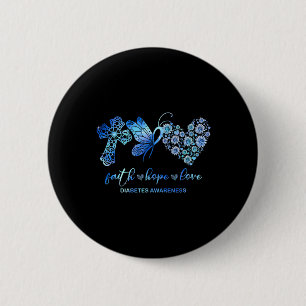 Faith Hope Fight Love Sunflower Diabetes Awareness 6 Cm Round Badge
