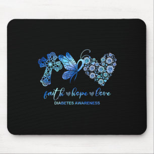 Faith Hope Fight Love Sunflower Diabetes Awareness Mouse Mat