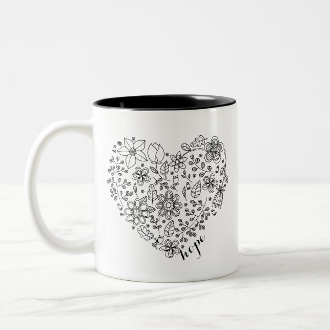 Faith & Hope Floral Heart Mug (Left)