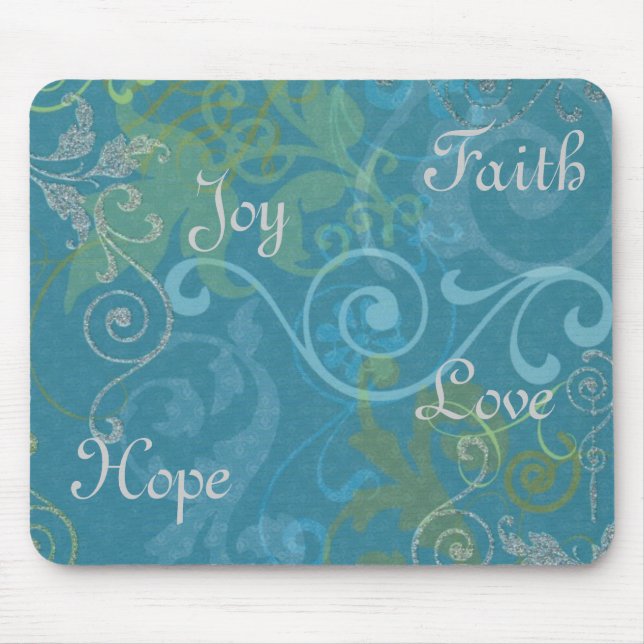Faith, Hope, Joy, Love Mouse Mat (Front)