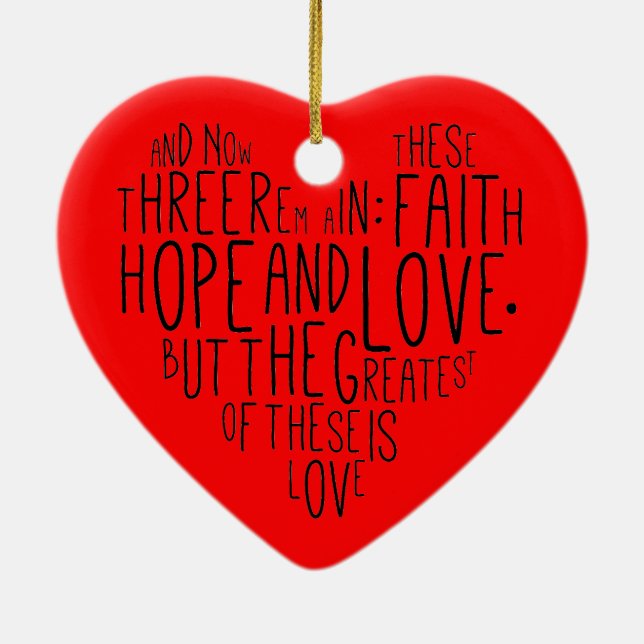 Faith Hope Love 1 Corinthians 13:13 Ceramic Tree Decoration (Back)