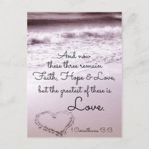 Faith Hope Love, 1 Corinthians 13:13, Ocean Beach Postcard