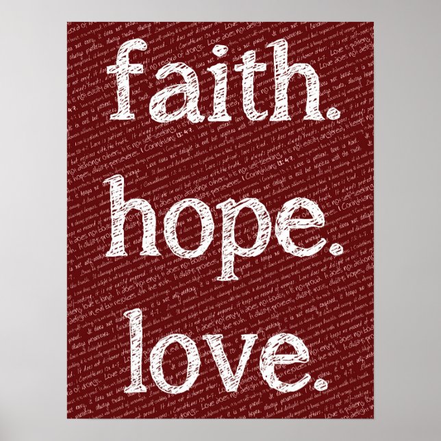 Faith Hope Love 1 Corinthians 13:4-7 Bible Quote Poster (Front)