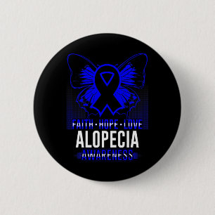 Faith Hope Love Alopecia Awareness Butterflies 6 Cm Round Badge