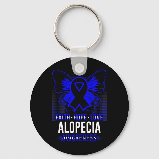 Faith Hope Love Alopecia Awareness Butterflies  Key Ring (Front)