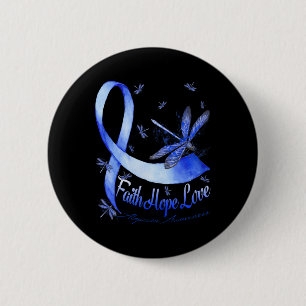 Faith Hope Love Alopecia Awareness Dragonfly 6 Cm Round Badge