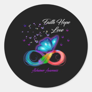 Faith Hope Love Alzheimerheimer Awareness Classic Round Sticker