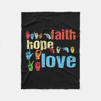 Faith Hope Love American Sign Language Christian E Fleece Blanket