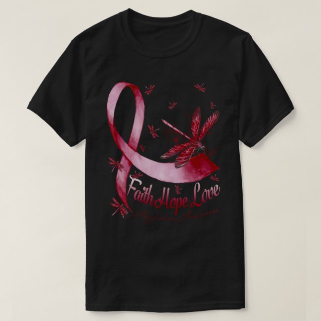 Faith Hope Love Amyloidosis Awareness Dragonfly T-Shirt (Design Front)