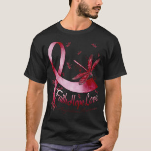 Faith Hope Love Amyloidosis Awareness Dragonfly T-Shirt