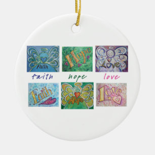 Faith Hope Love Angel Art Collage Ornament Pendant