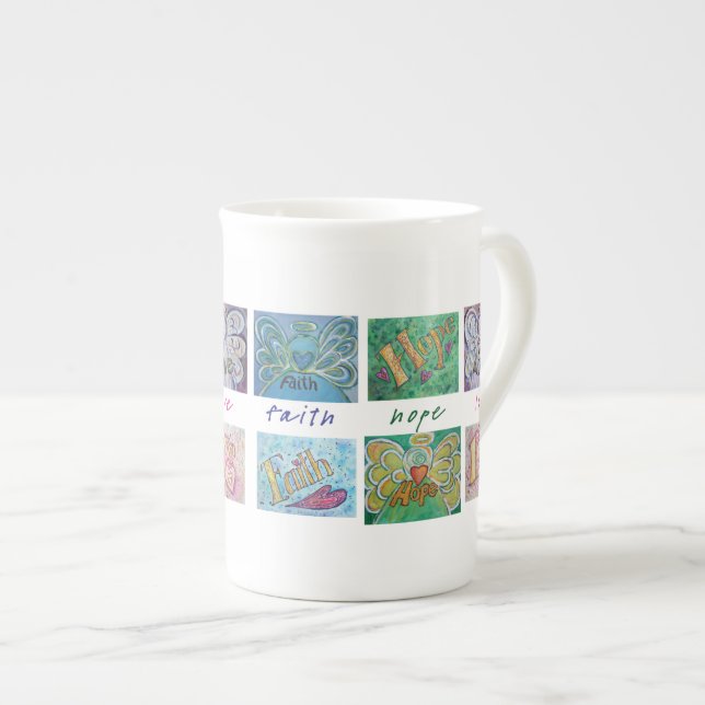 Faith Hope Love Angel Word China Mug (Front Right)
