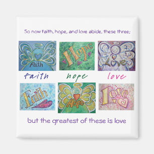 Faith Hope Love Angel Word Collage Magnet