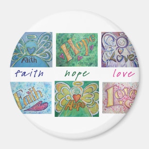 Faith Hope Love Angel Word Collage Magnet