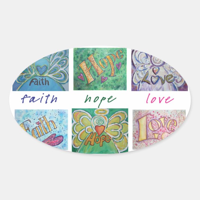 Faith Hope Love Angel Word Collage Sticker (Front)