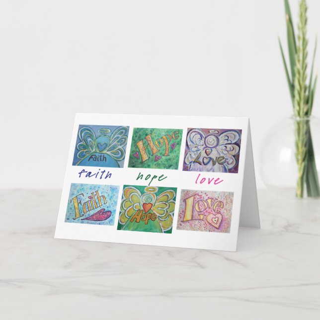 Faith Hope Love Angel Word Greeting or Note Cards (Front)