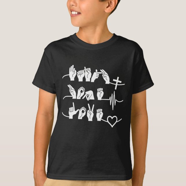 Faith Hope Love ASL American Sign Language T-Shirt (Front)