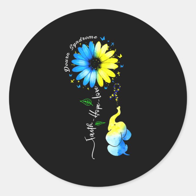 Faith Hope Love Awareness Down's Syndrome The Blue Classic Round Sticker (Front)