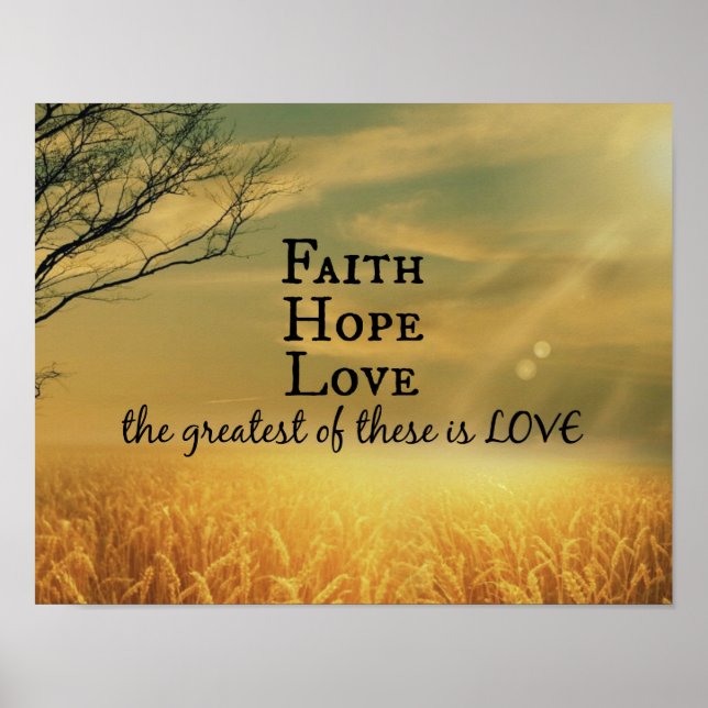 Faith, Hope, Love Bible Verse Scripture Poster (Front)
