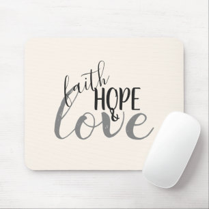 Faith, Hope & Love Black And Grey Faith Gift Mouse Mat