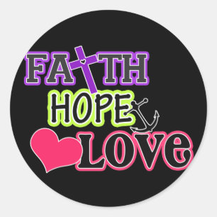Faith Hope Love (black) Classic Round Sticker