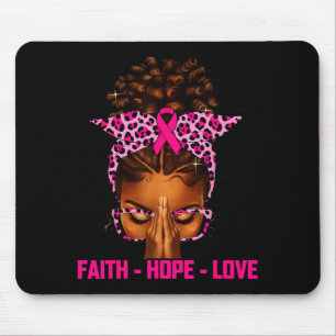 Faith Hope Love Black Women Afro Christian Breast Mouse Mat