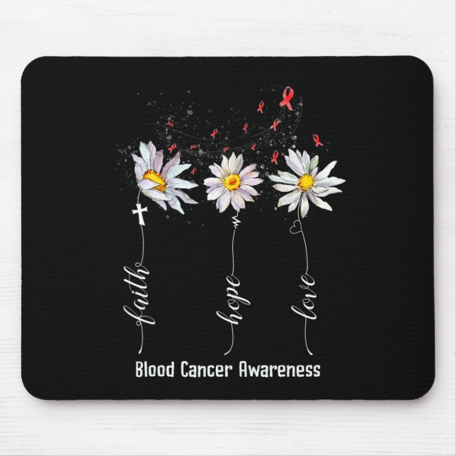 Faith Hope Love Blood Cancer Awareness  Flower Gif Mouse Mat (Front)