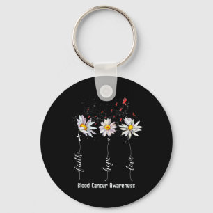 Faith Hope Love Blood Cancer Awareness Flower Gift Key Ring