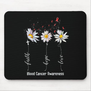 Faith Hope Love Blood Cancer Awareness Flower Gift Mouse Mat