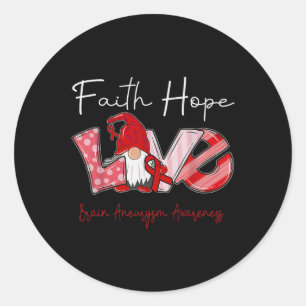 Faith Hope Love Brain Aneurysm Awareness 2 Classic Round Sticker
