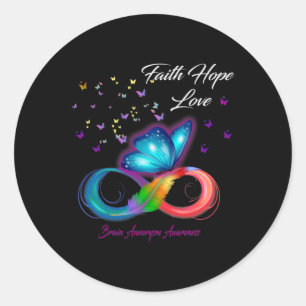 Faith Hope Love Brain Aneurysm Awareness  Classic Round Sticker