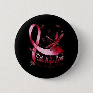 Faith Hope Love Brain Aneurysm Awareness Dragonfly 6 Cm Round Badge