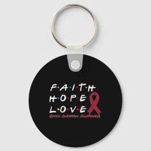 Faith Hope Love Brain Aneurysm Awareness Key Ring