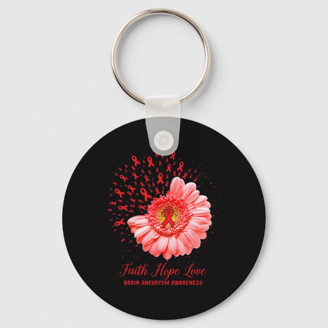 Faith Hope Love Brain Aneurysm Awareness Survivor  Key Ring (Front)