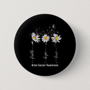 Faith Hope Love Brain Cancer Awareness Shirt Flowe 6 Cm Round Badge