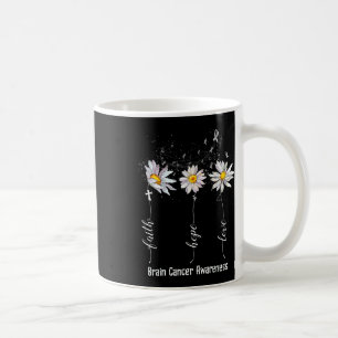 Faith Hope Love Brain Cancer Awareness Shirt Flowe Coffee Mug